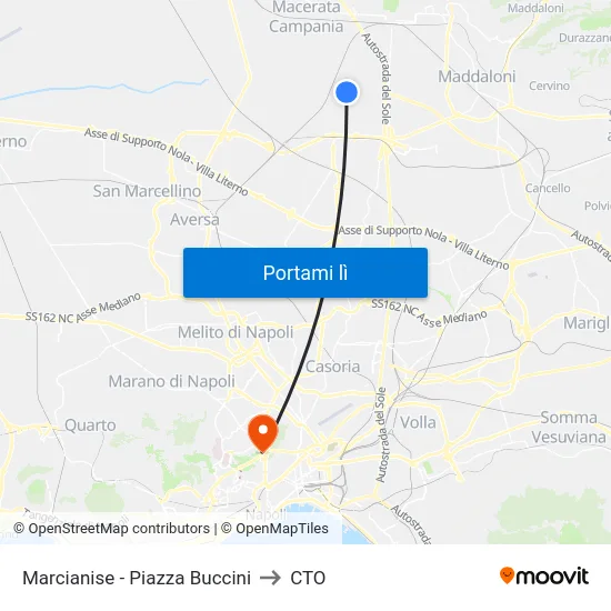 Marcianise - Piazza Buccini to CTO map