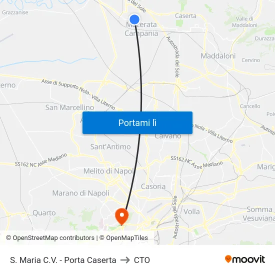 S. Maria C.V. - Porta Caserta to CTO map