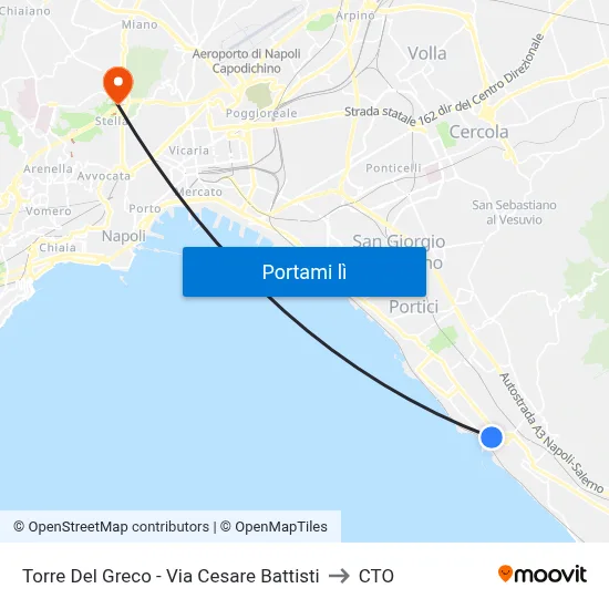 Torre Del Greco - Via Cesare Battisti to CTO map