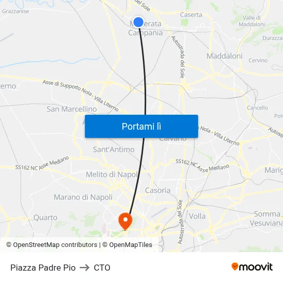 Piazza Padre Pio to CTO map