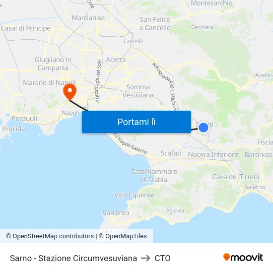 Sarno - Stazione Circumvesuviana to CTO map