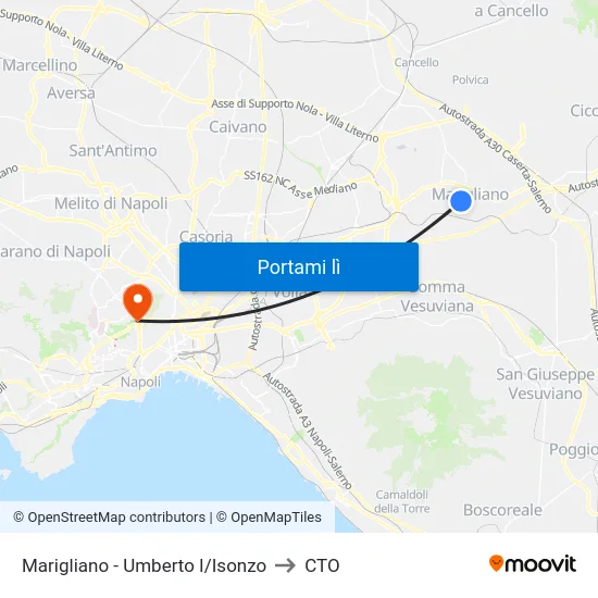 Marigliano - Umberto I/Isonzo to CTO map
