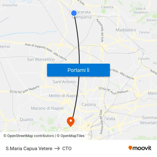 S.Maria Capua Vetere to CTO map