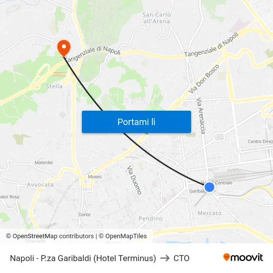 Napoli - P.za Garibaldi (Hotel Terminus) to CTO map