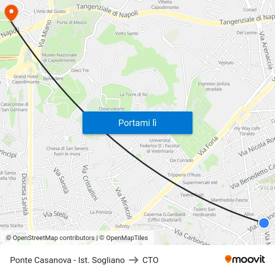 Ponte Casanova - Ist. Sogliano to CTO map