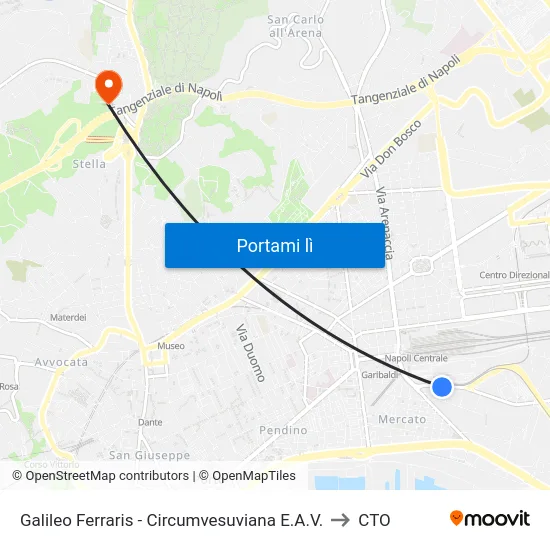 Galileo Ferraris - Circumvesuviana E.A.V. to CTO map