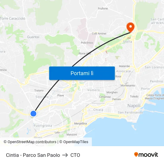 Cintia - Parco San Paolo to CTO map