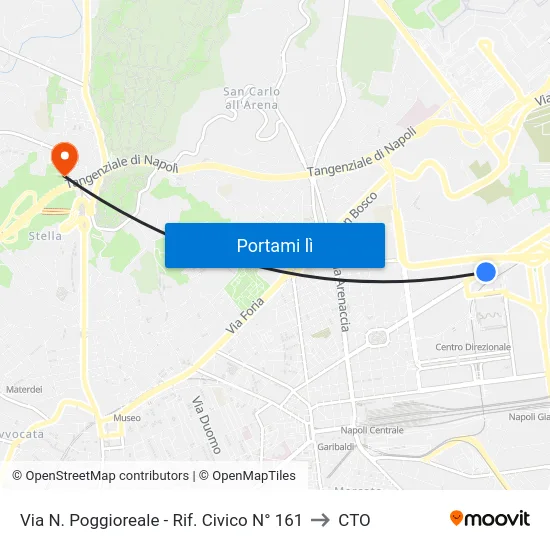 Via N. Poggioreale - Rif. Civico N° 161 to CTO map
