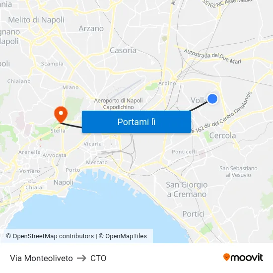 Via Monteoliveto to CTO map