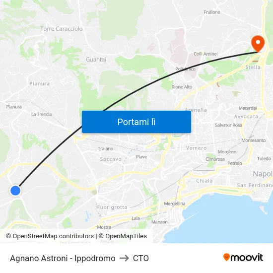 Agnano Astroni - Ippodromo to CTO map