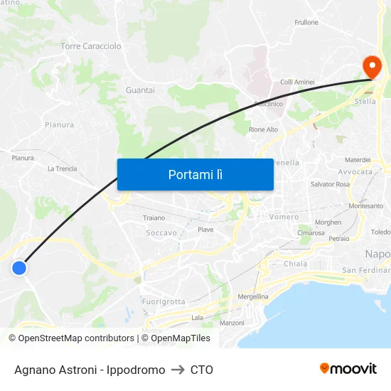 Agnano Astroni - Ippodromo to CTO map