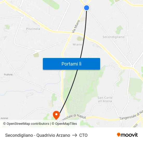 Secondigliano - Quadrivio Arzano to CTO map