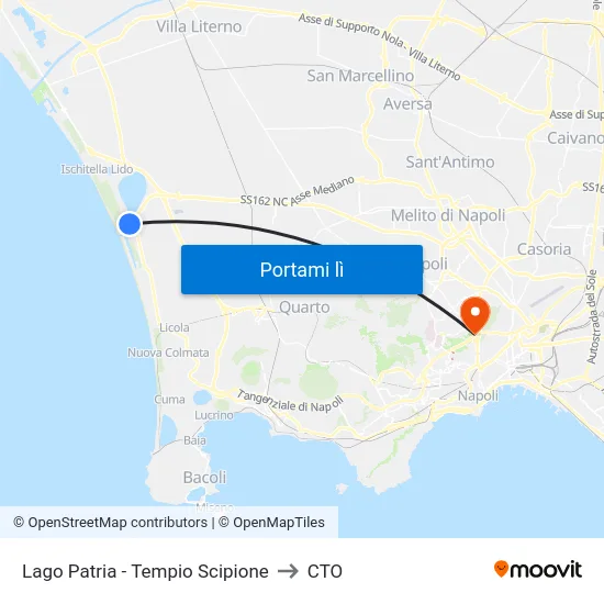 Lago Patria - Tempio Scipione to CTO map
