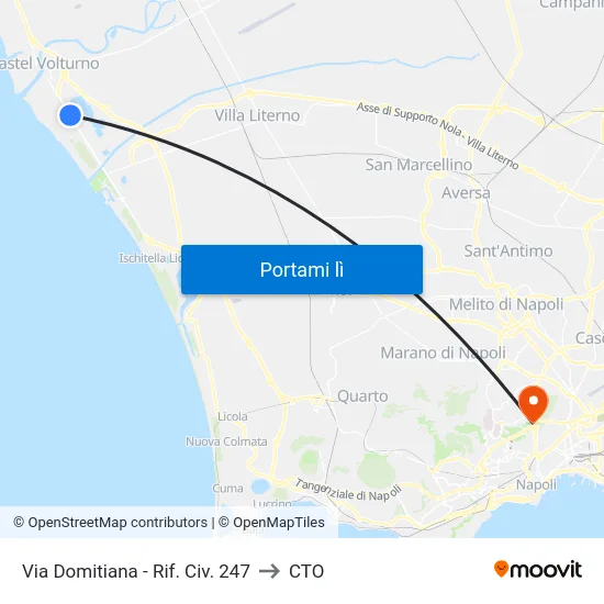 Via Domitiana - Rif. Civ. 247 to CTO map