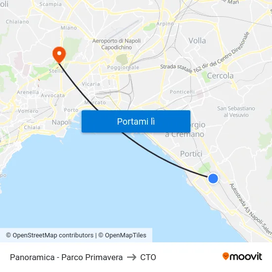Panoramica - Parco Primavera to CTO map