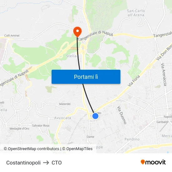 Costantinopoli to CTO map