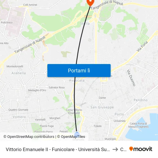 Vittorio Emanuele II - Funicolare - Università Suor Orsola Benincasa to CTO map