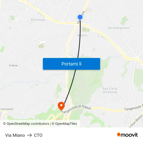 Via Miano to CTO map