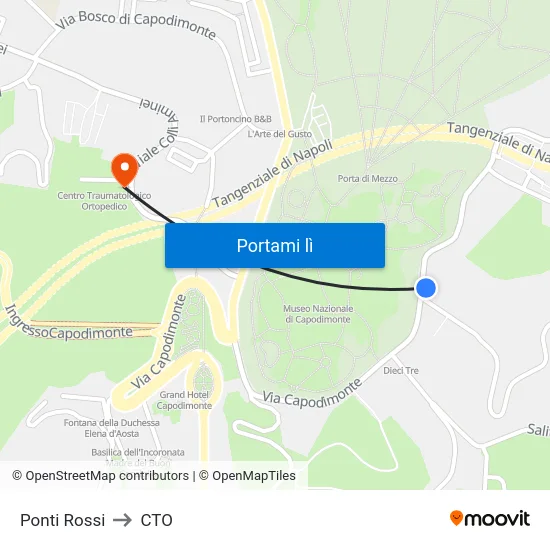 Ponti Rossi to CTO map