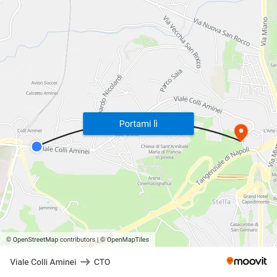 Viale Colli Aminei to CTO map