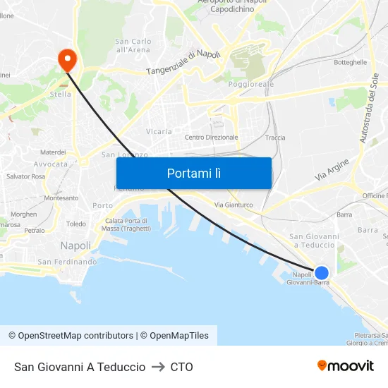 San Giovanni A Teduccio to CTO map