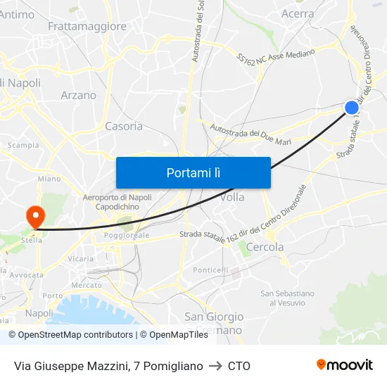 Via Giuseppe Mazzini, 7 Pomigliano to CTO map