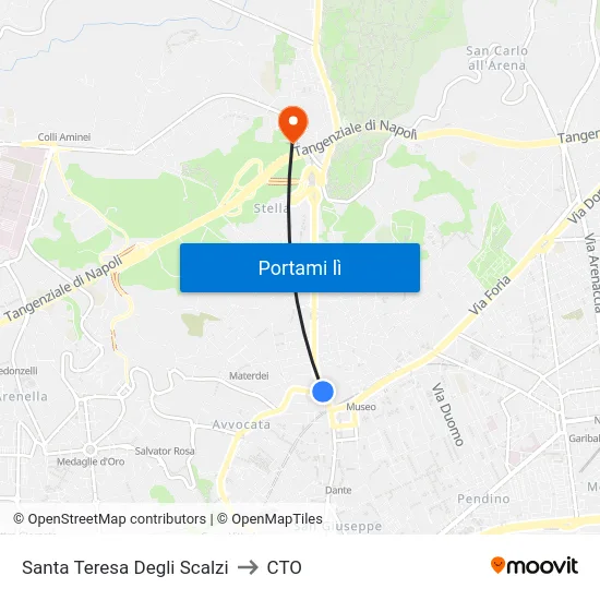 Santa Teresa Degli Scalzi to CTO map