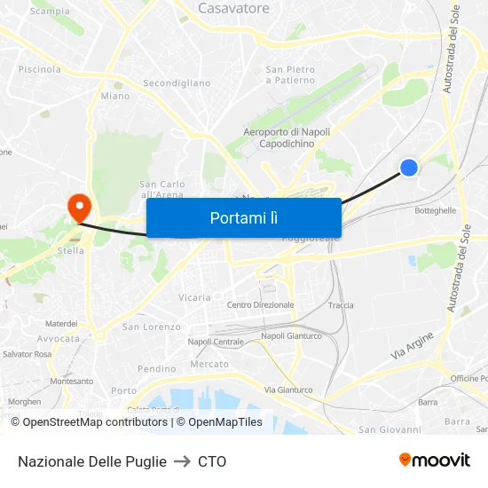 Nazionale Delle Puglie to CTO map