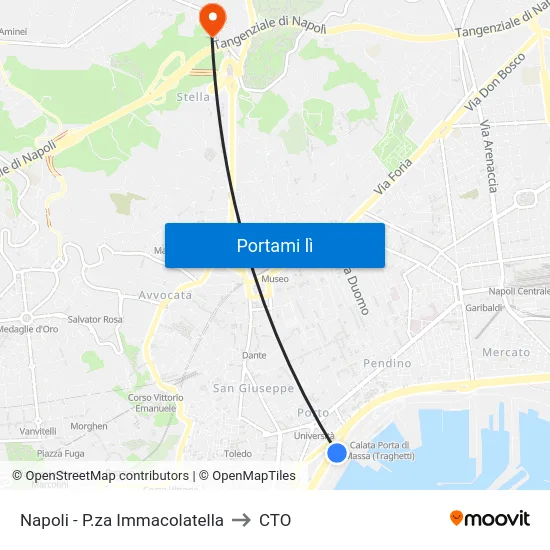 Napoli - P.za Immacolatella to CTO map