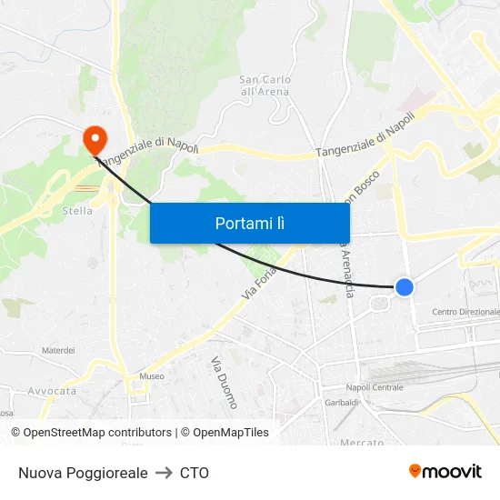 Nuova Poggioreale to CTO map