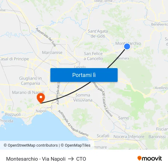 Montesarchio - Via Napoli to CTO map