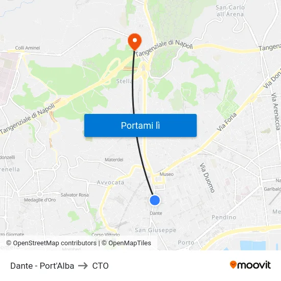 Dante - Port'Alba to CTO map