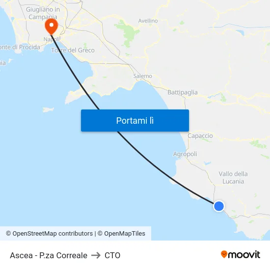 Ascea - P.za Correale to CTO map
