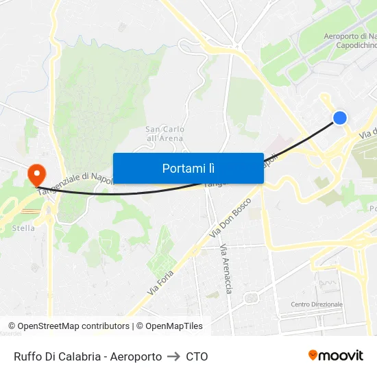 Ruffo Di Calabria - Aeroporto to CTO map