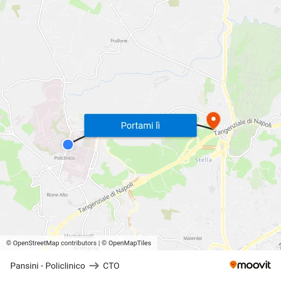Pansini - Policlinico to CTO map