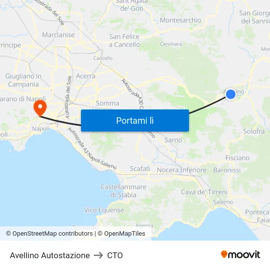 Avellino Autostazione to CTO map