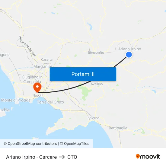 Ariano Irpino - Carcere to CTO map