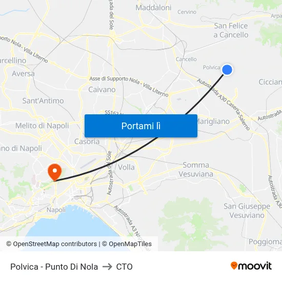 Polvica - Punto Di Nola to CTO map
