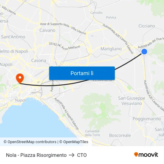 Nola - Piazza Risorgimento to CTO map