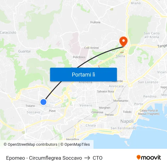 Epomeo - Circumflegrea Soccavo to CTO map