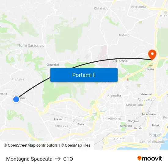 Montagna Spaccata to CTO map