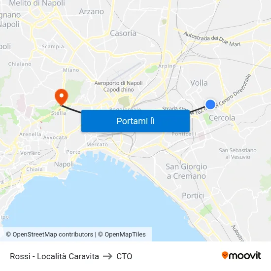 Rossi - Località Caravita to CTO map