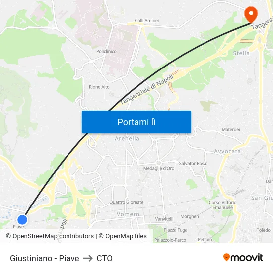 Giustiniano - Piave to CTO map
