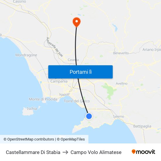 Castellammare Di Stabia to Campo Volo Alimatese map