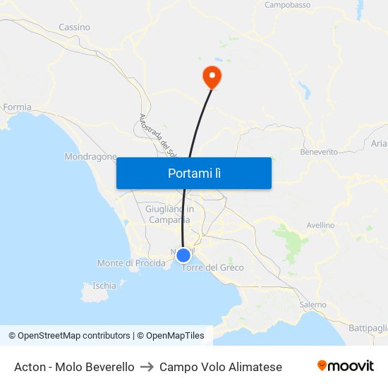Acton - Molo Beverello to Campo Volo Alimatese map