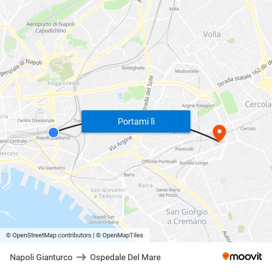 Napoli Gianturco to Ospedale Del Mare map
