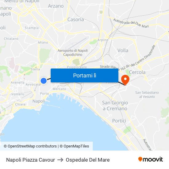 Napoli Piazza Cavour to Ospedale Del Mare map