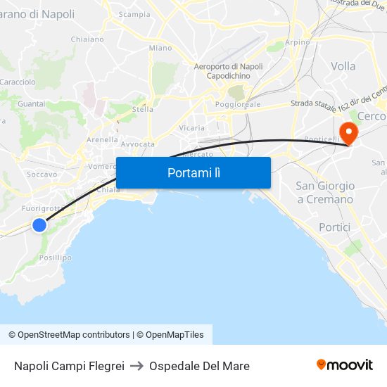 Napoli Campi Flegrei to Ospedale Del Mare map