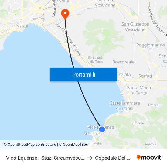 Vico Equense - Staz. Circumvesuviana to Ospedale Del Mare map