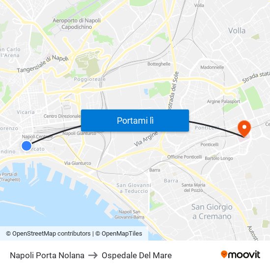 Napoli Porta Nolana to Ospedale Del Mare map